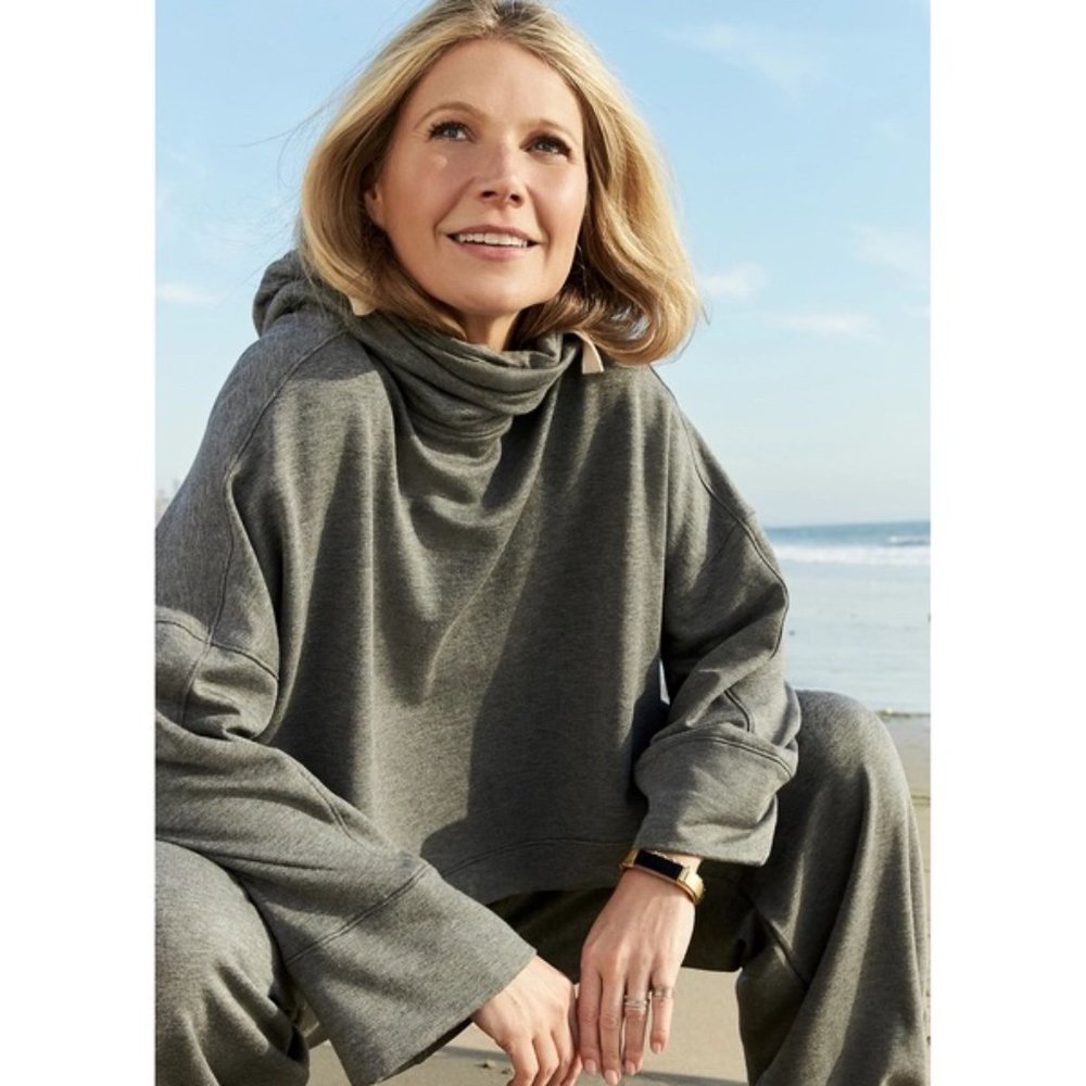 Goop G. Sport Cowl Neck Hoodie - Grey